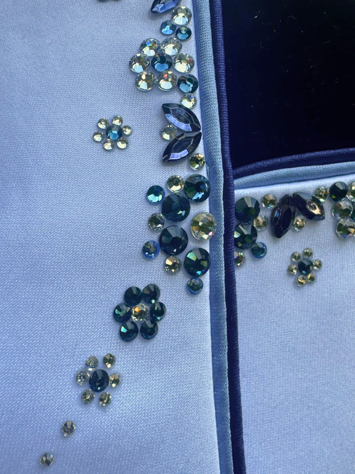 Plastronique Navy & Light Blue Crystal Drip Custom Stock Tie - Enlarged to show details