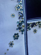 Plastronique Navy & Light Blue Crystal Drip Custom Stock Tie - Enlarged to show details