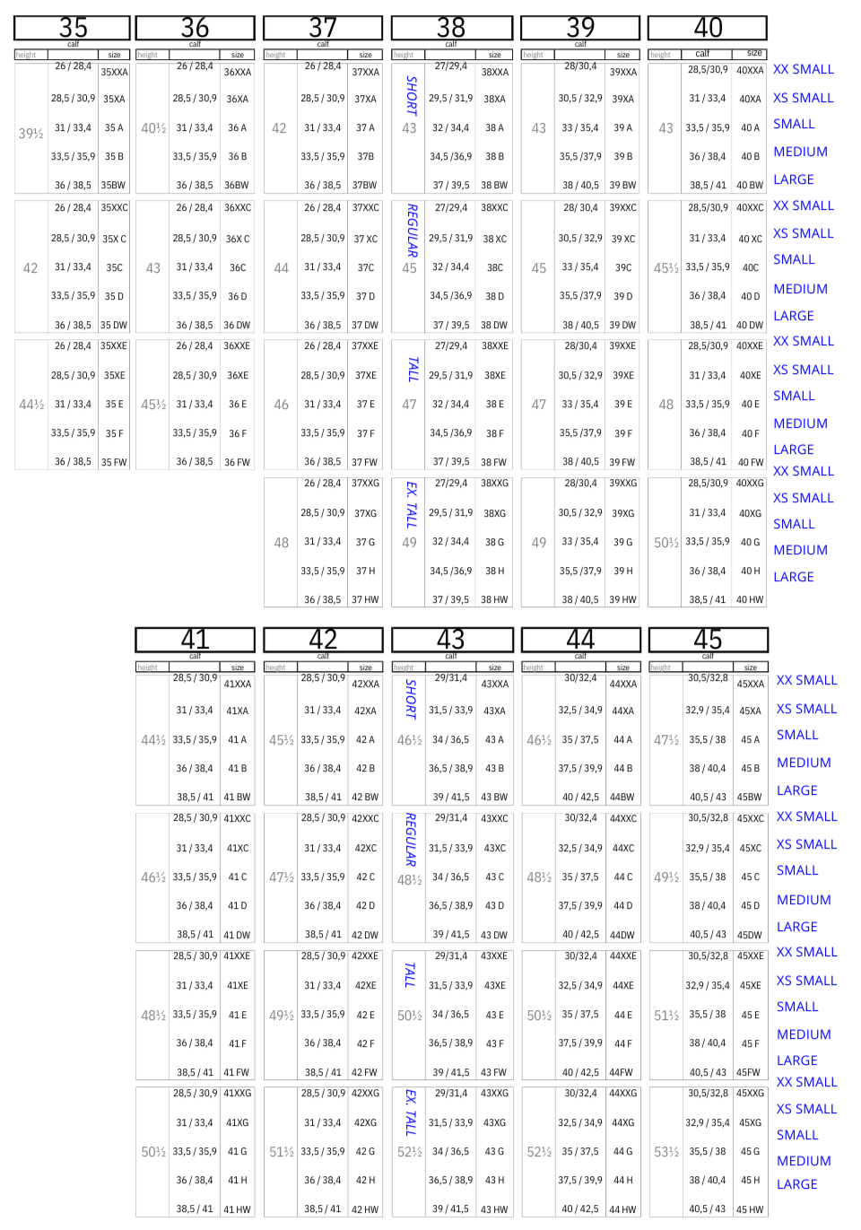 size chart