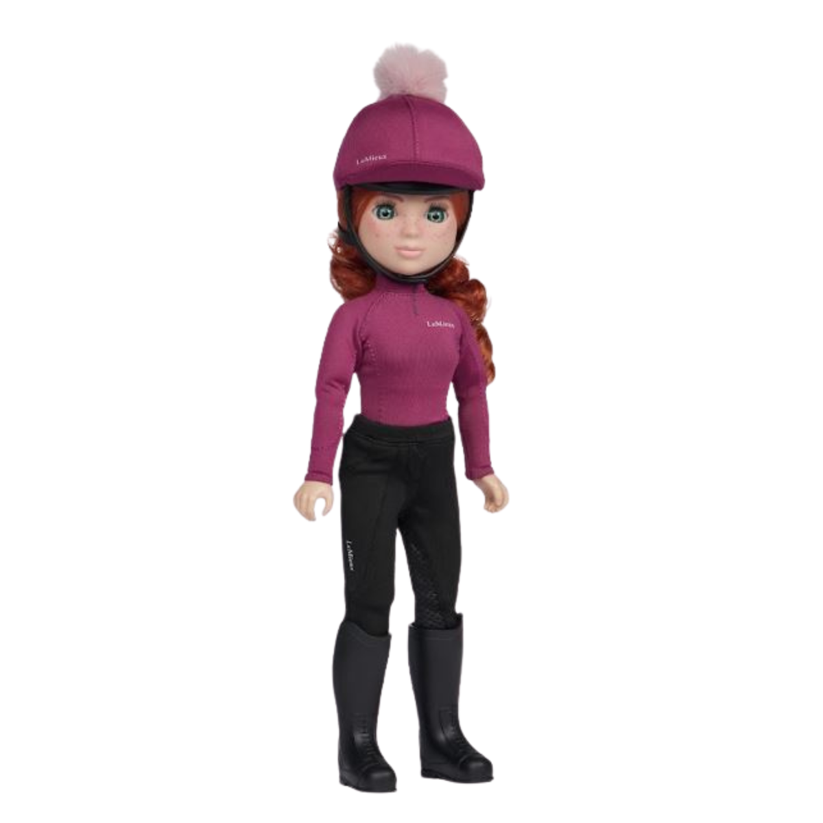 Lemieux Toy rider in the new FW26 blackberry coordinating outfit