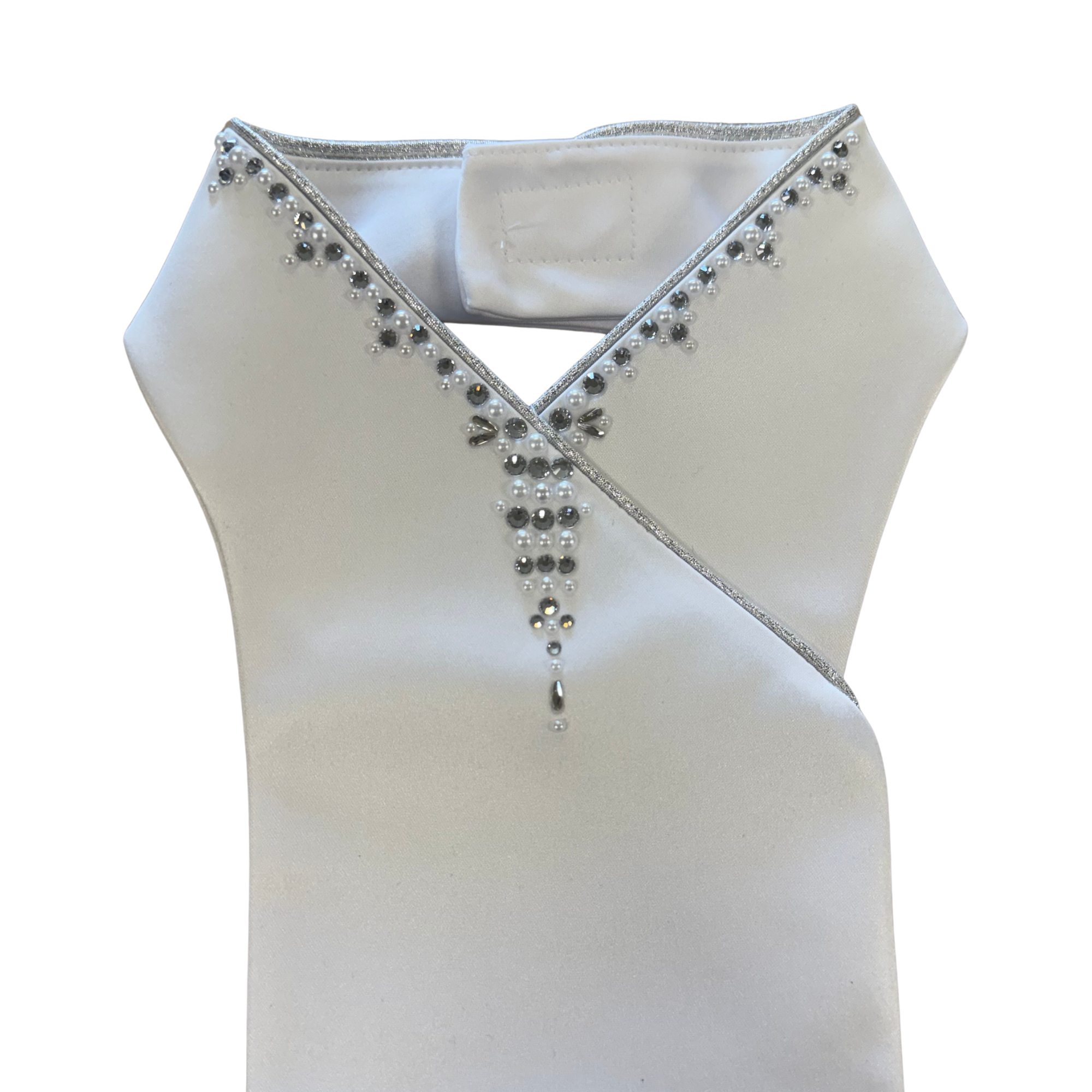 Plastronique Pearl & Silver Crystal Drip Custom Stock Tie
