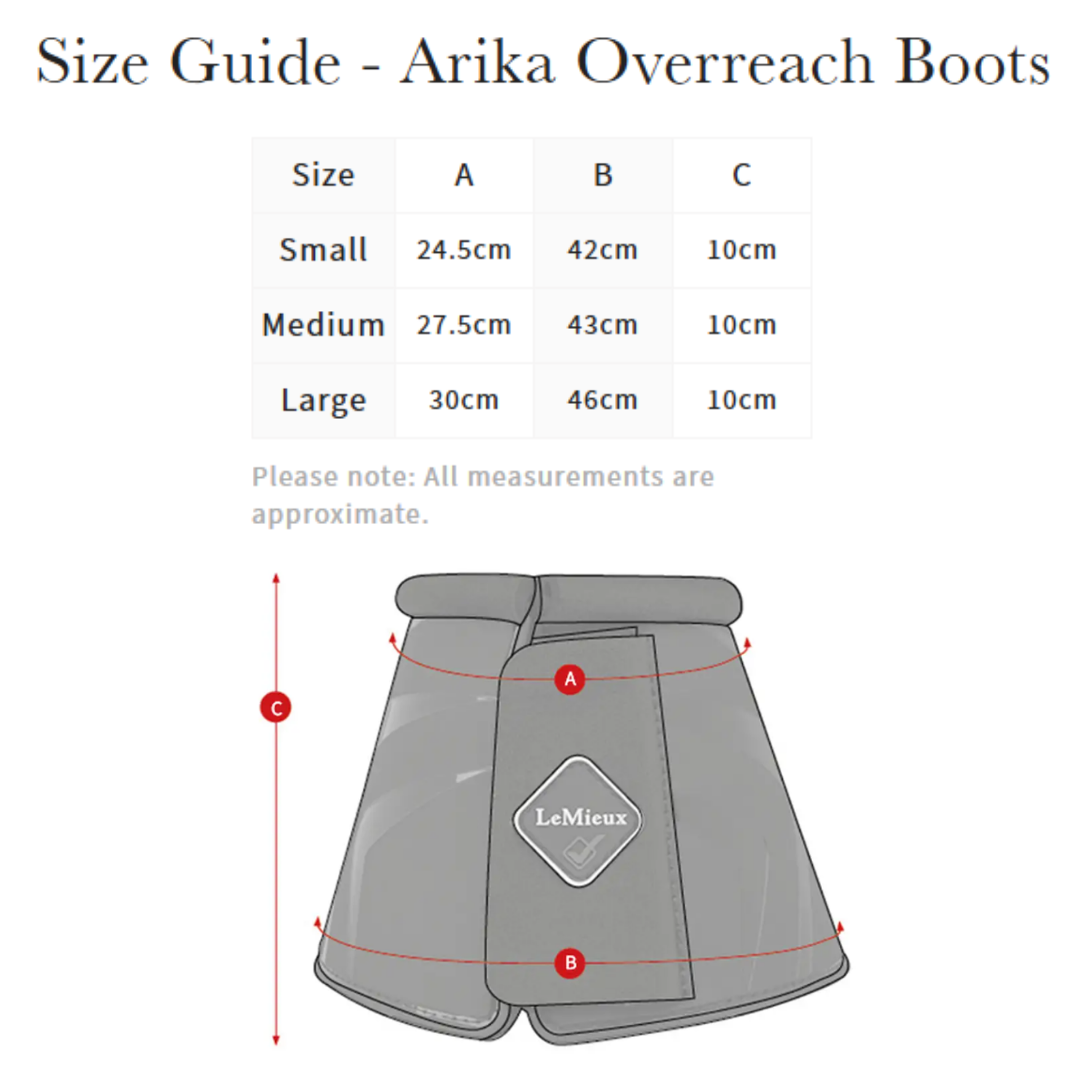 arika over reach size guide
