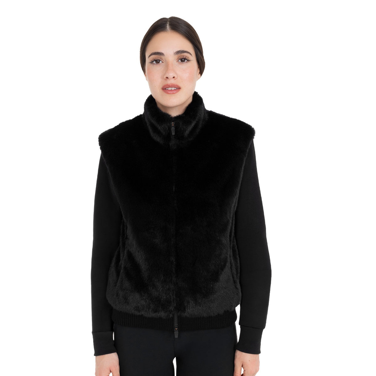 Equestro Fur Vest - Black