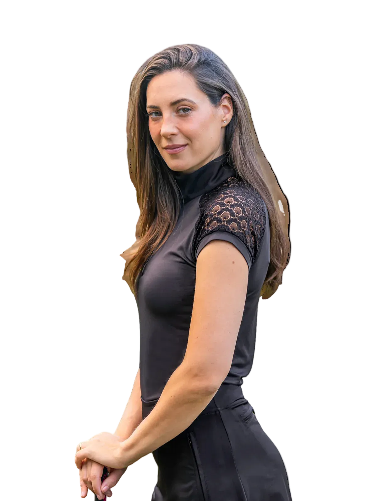 Kastel Denmark Scallop Lace Cap Sleeve with Crystal 1/4 Zip