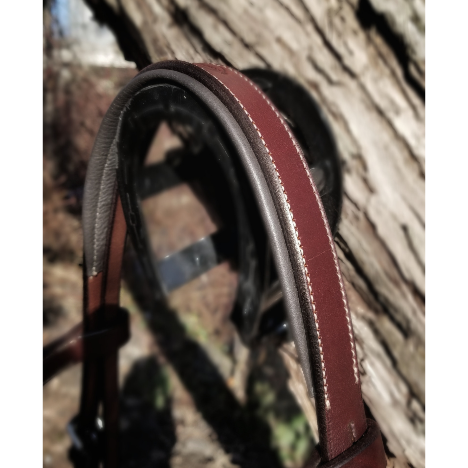 FSS Comfort Padded Leather Browband For Horse - 5/8" Wide, Raised, Black (Pony To Draft Sizes)
