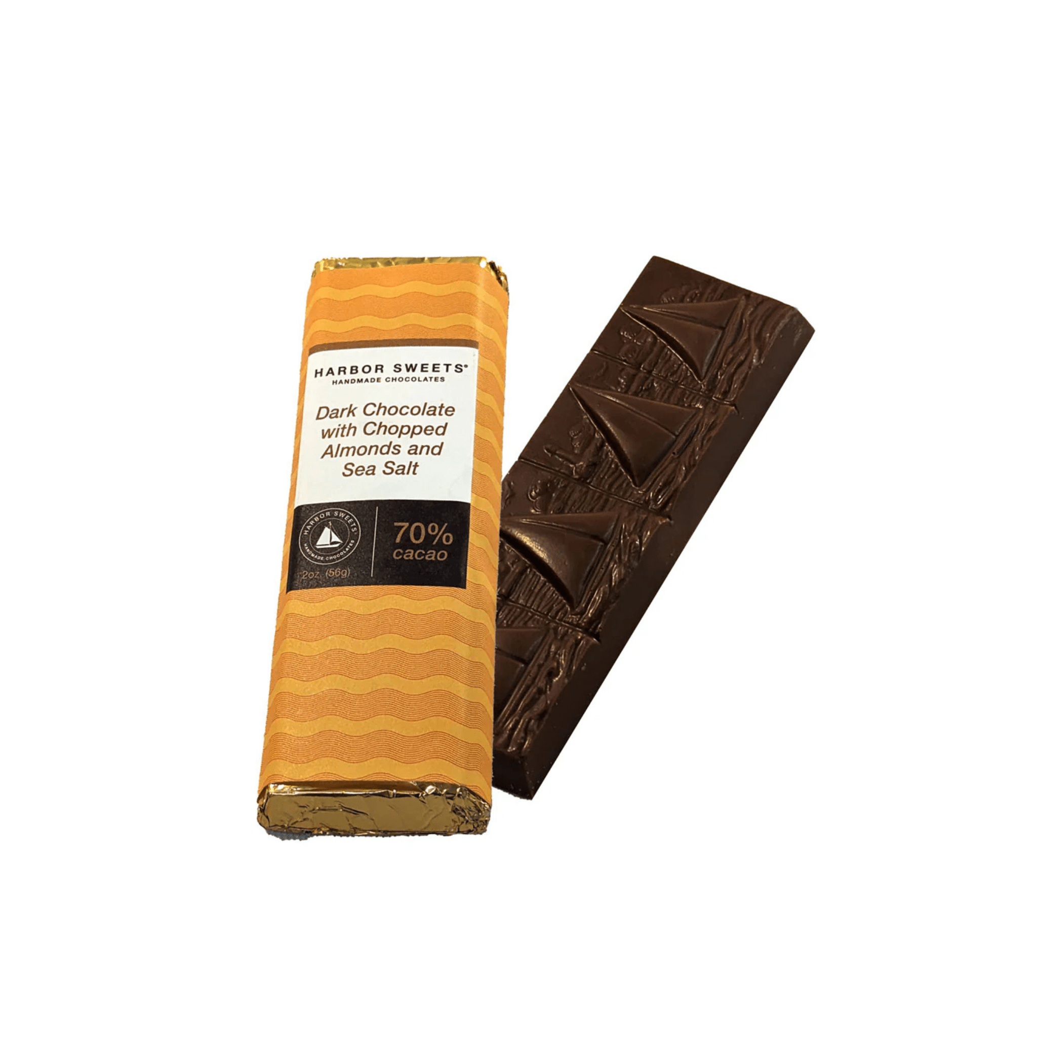 Chocolate bar with packaging on a white background