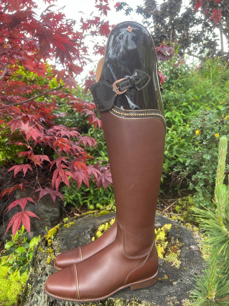 Custom DeNiro Volta Dressage Boot - Brown WRAT With Big Buckle - 42 A/XL