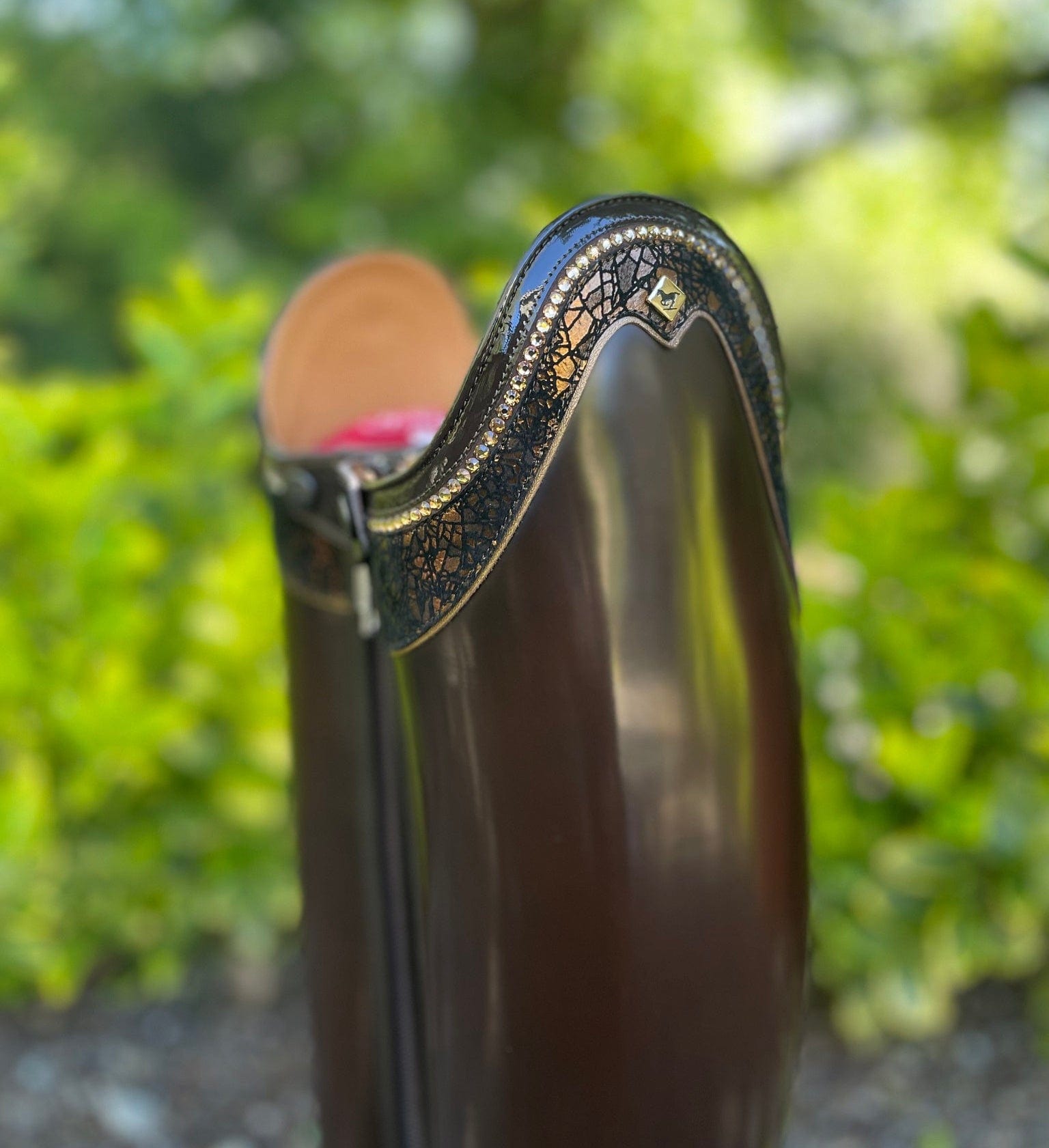 DeNiro Raffaello Dressage Boot - Brushed Fondente Brown with Rondine Dedalo & Swarovski