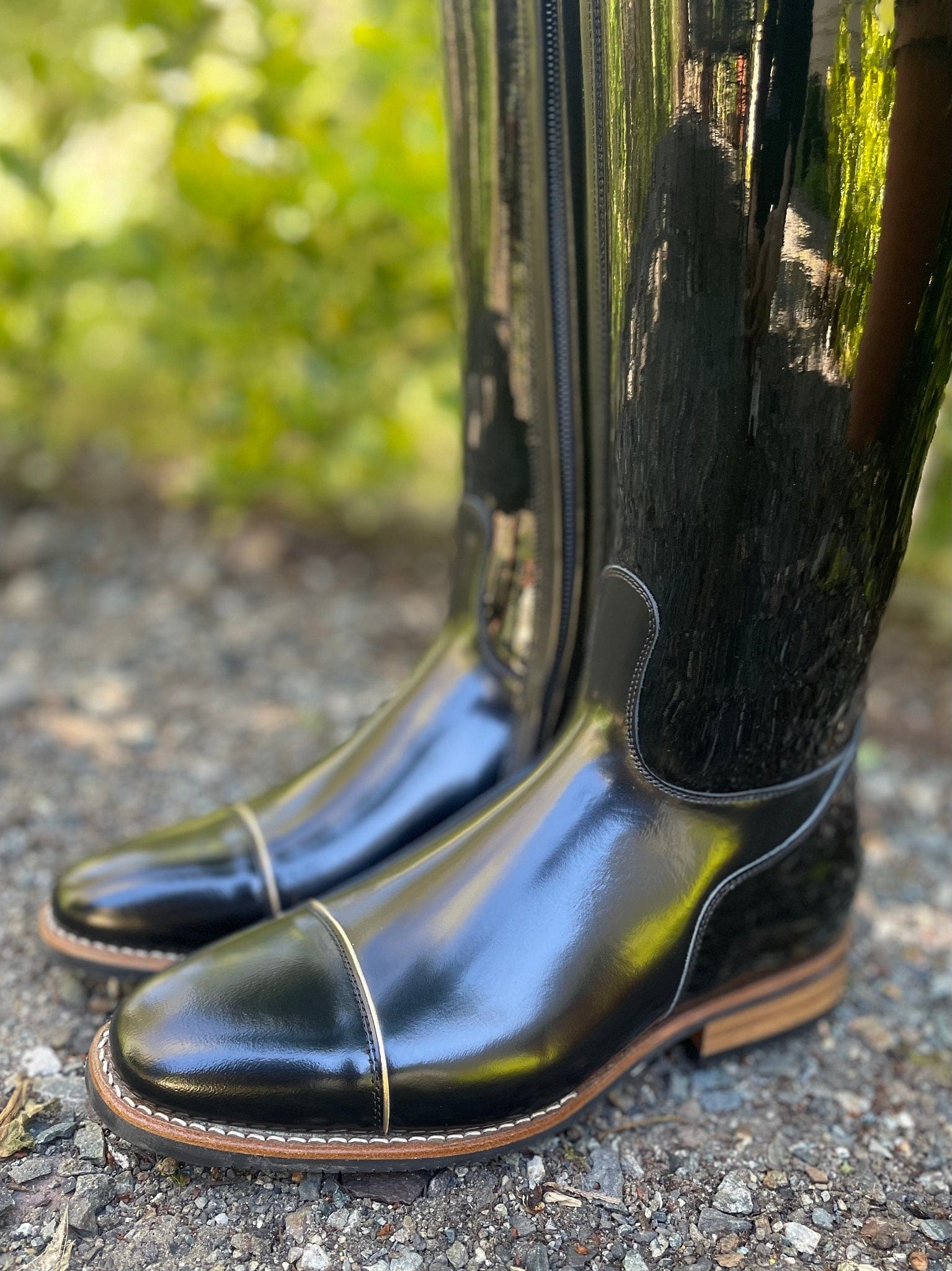 DeNiro Raffaello Dressage Boot - Black Patent with Dedalo Oro Uptop