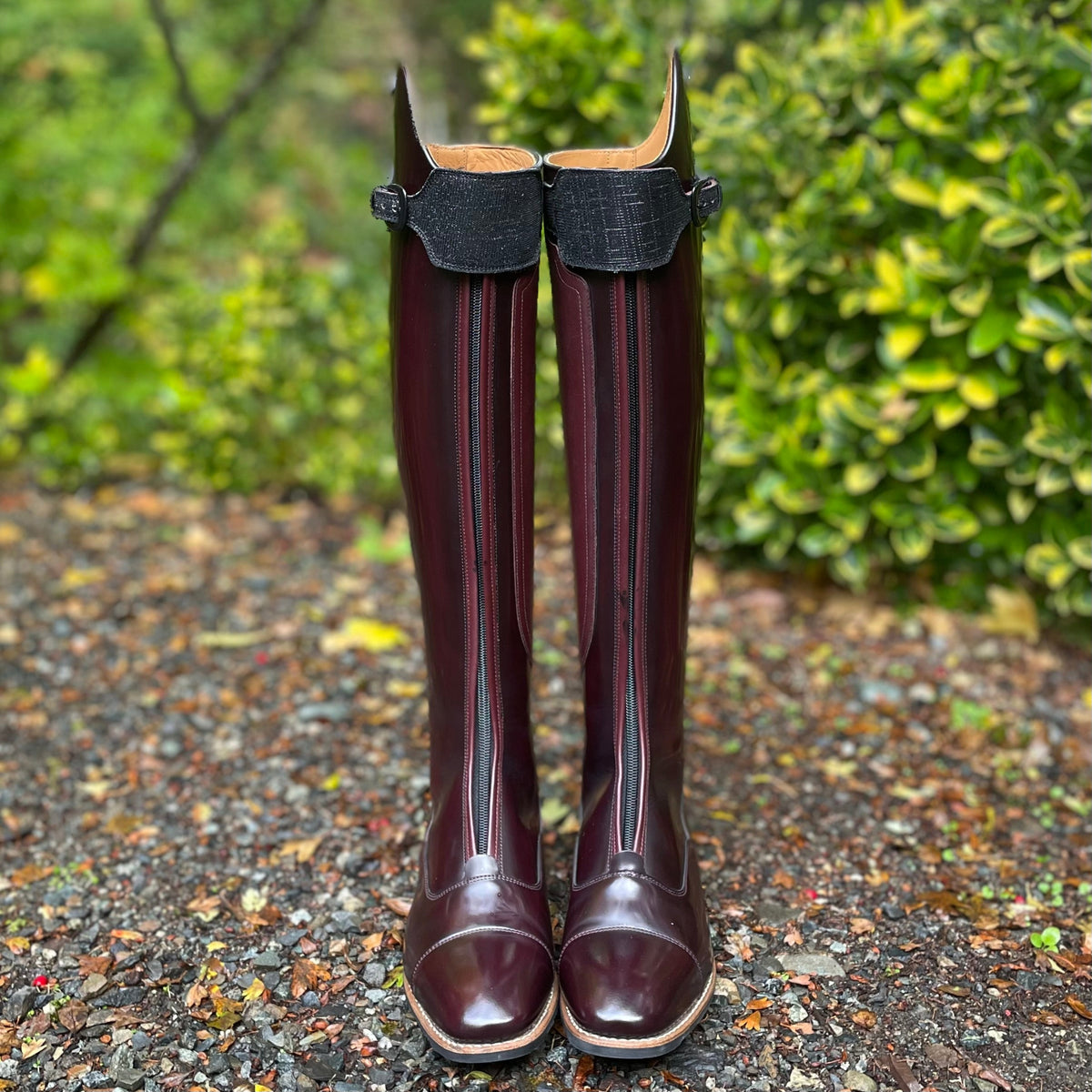 DeNiro S5601 Dressage Boot - Brushed Burgundy with Iride Black Strap - 38 MA/S