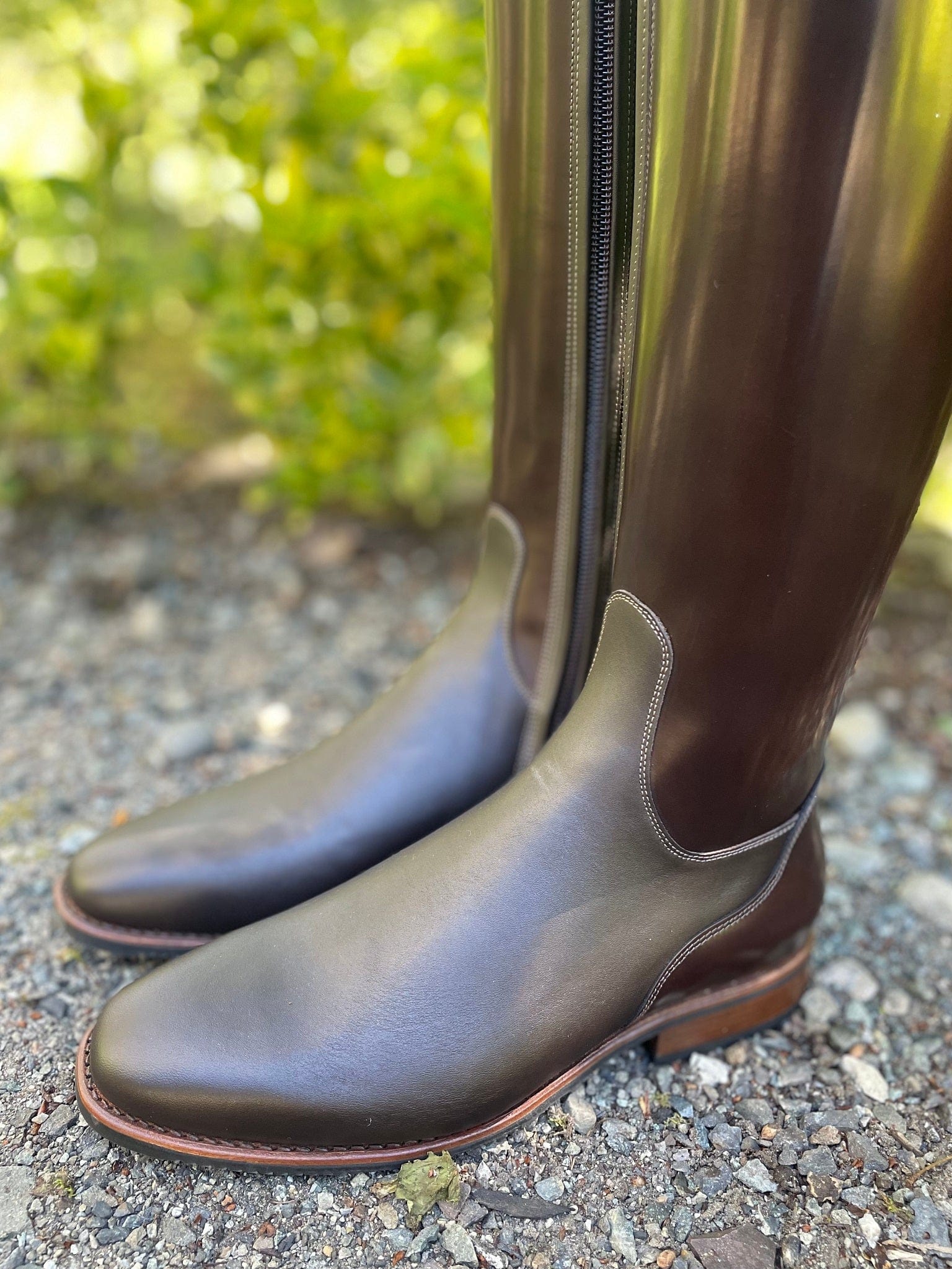 DeNiro Bellini Dressage Boot - Brushed Brown with Codone Ice Bronzo & Swarovski Collier