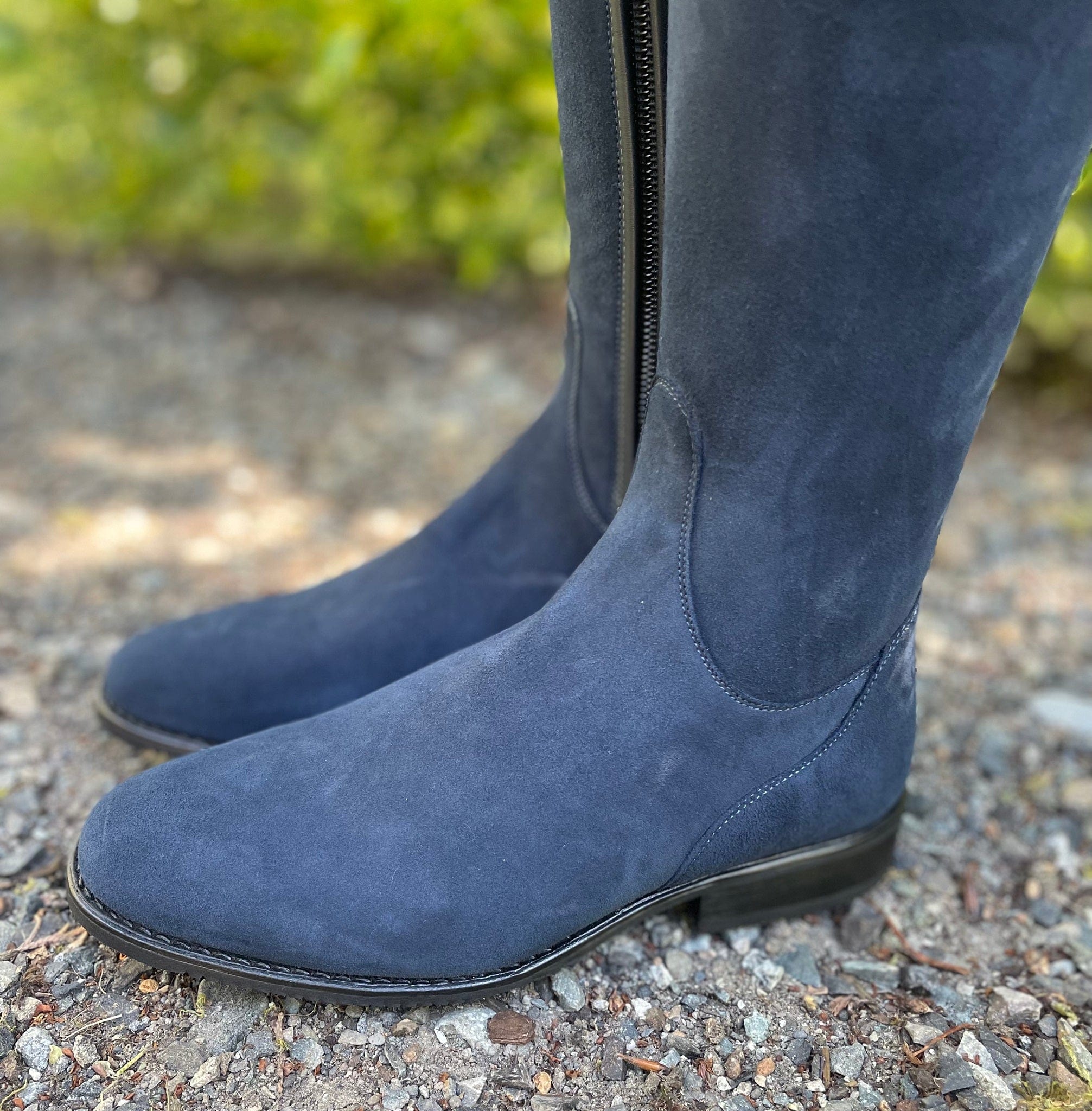 DeNiro Bellini Dressage Boot - Camoscio Suede Blue with Swarovski