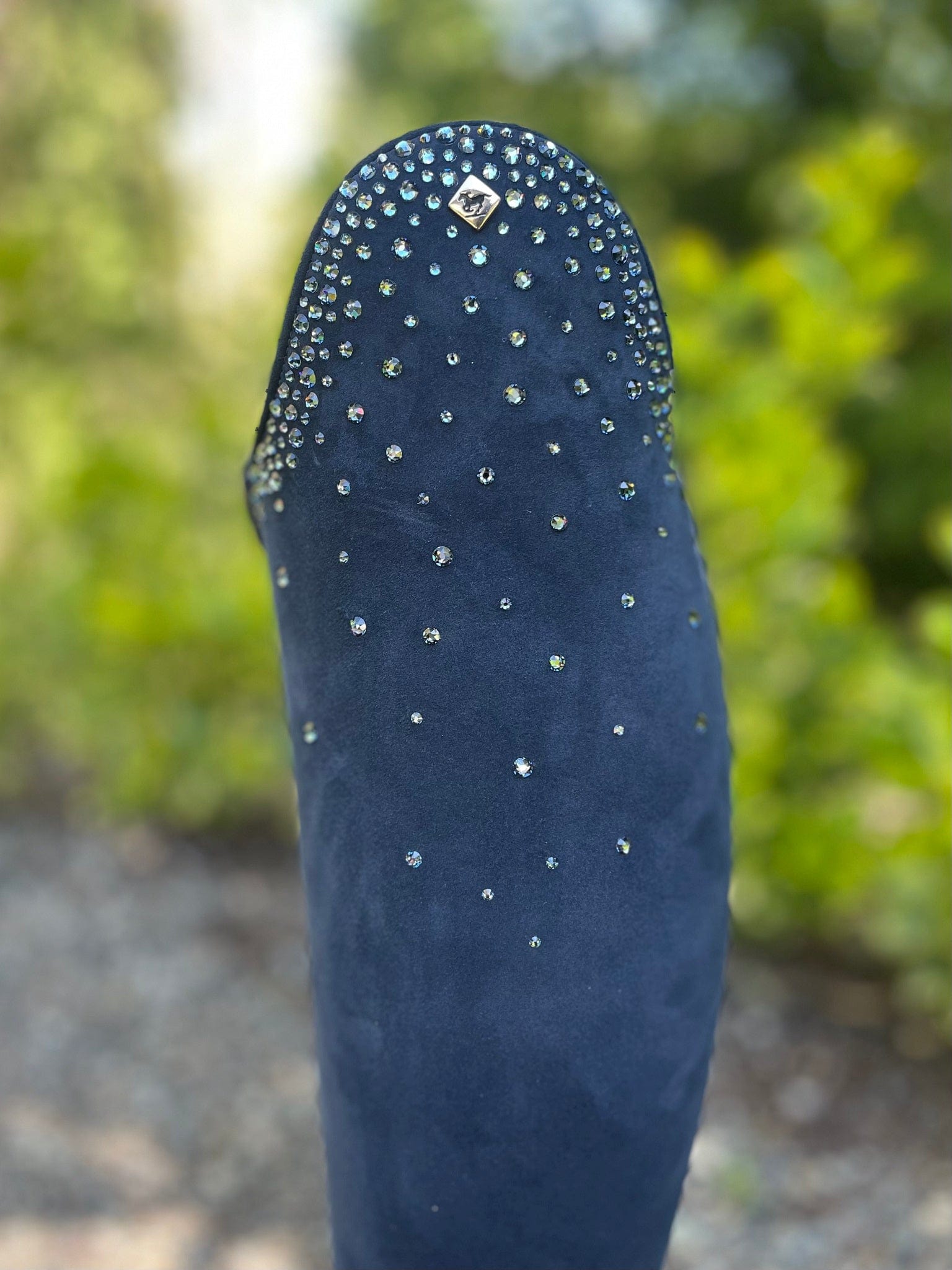 DeNiro Bellini Dressage Boot - Camoscio Suede Blue with Swarovski