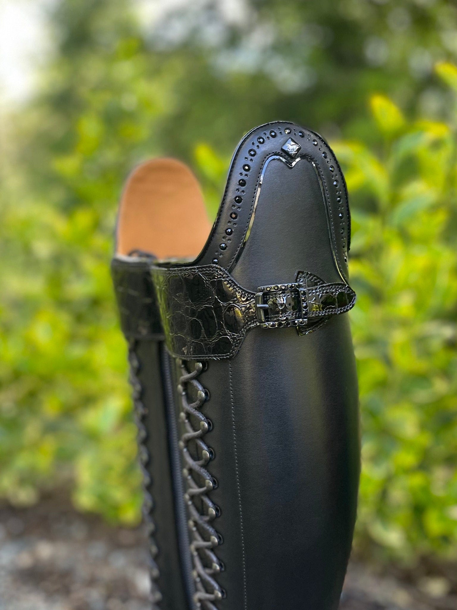 DeNiro Tintoretto Dressage Boot - WRAT Black with Tommaso Swarovski Rondine and Lucidi