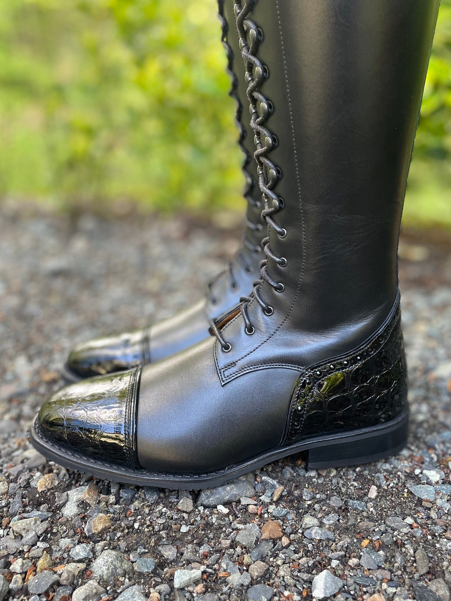 DeNiro Tintoretto Dressage Boot - WRAT Black with Tommaso Swarovski Rondine and Lucidi