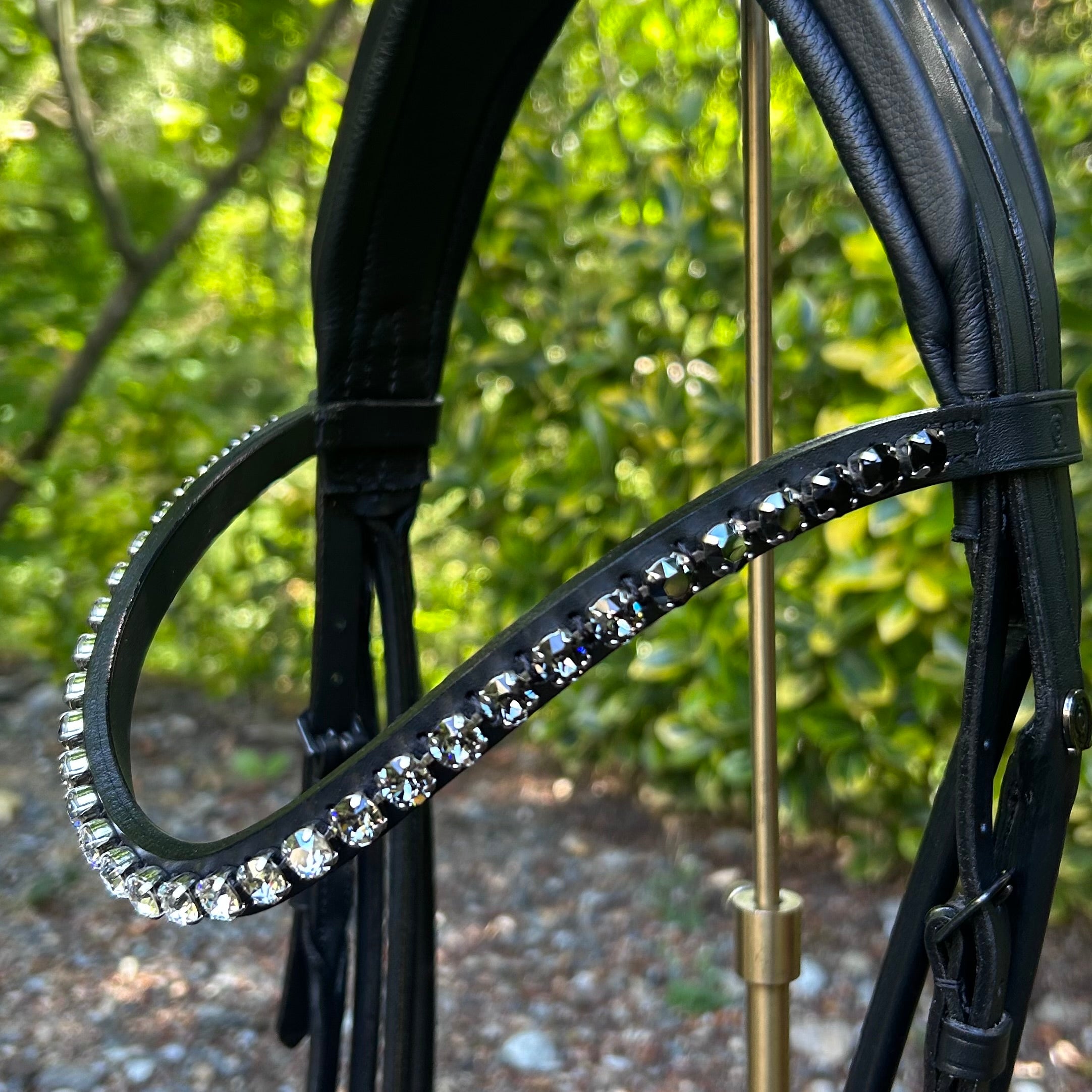 Otto Schumacher Munchen Feel Good Roundstyled Double Bridle - Night Line With Patent Black Crystal Shading