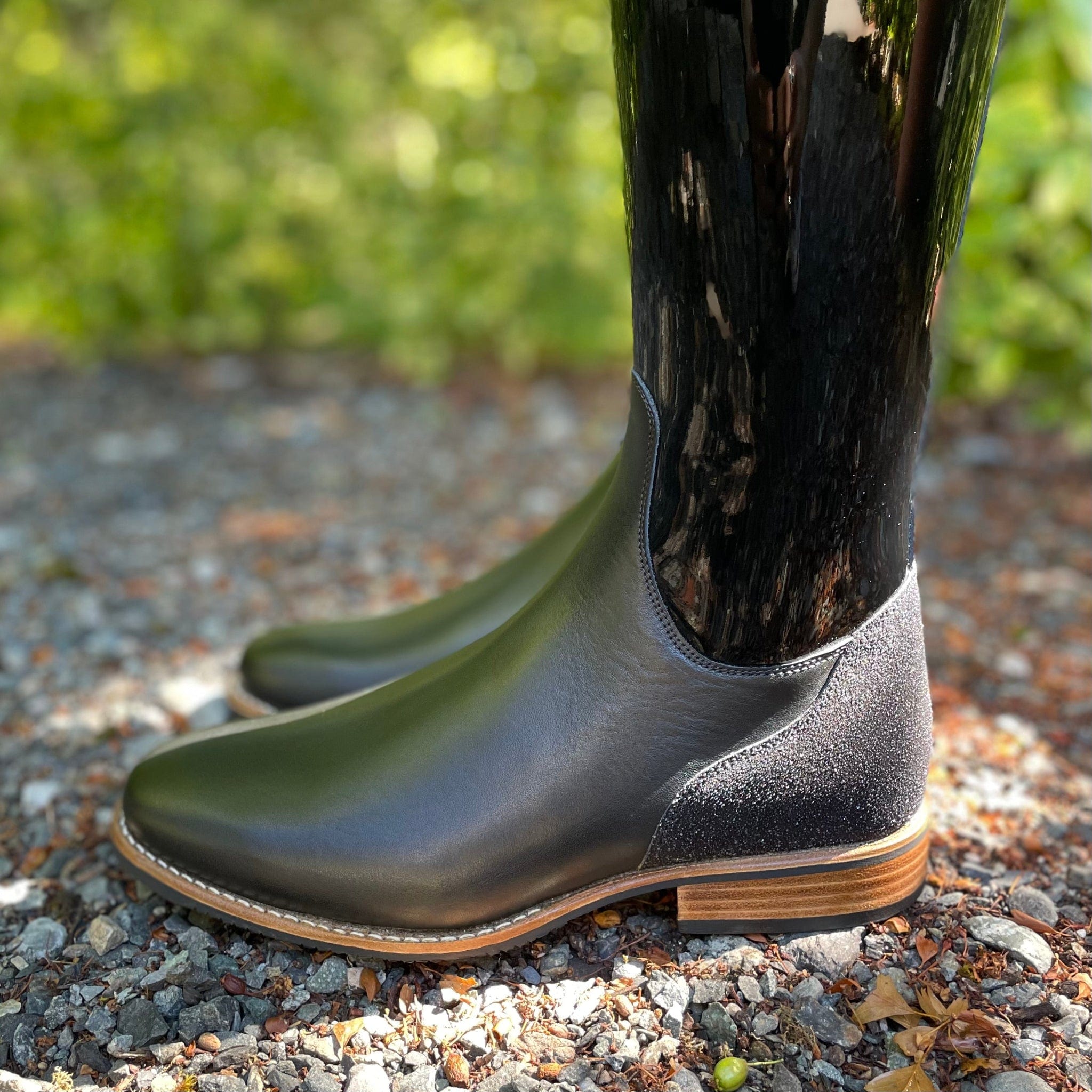 DeNiro Bellini Dressage Boot - Black Patent with Codone Black Stardust & Swarovski