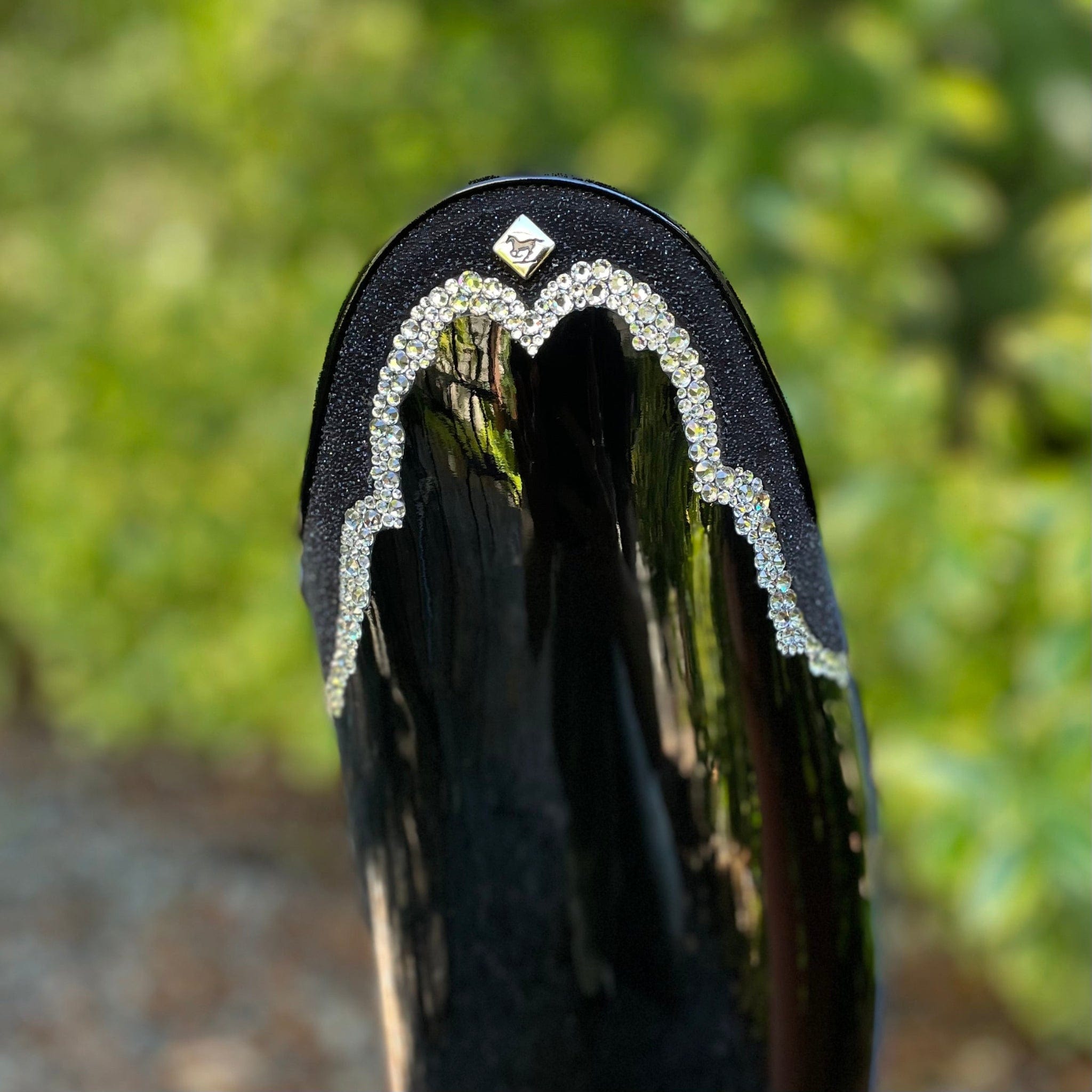 DeNiro Bellini Dressage Boot - Black Patent with Codone Black Stardust & Swarovski
