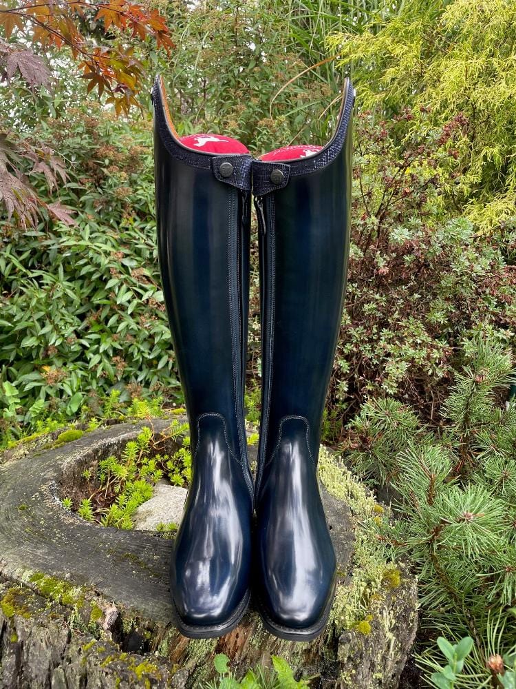 Custom DeNiro Bellini Dressage Boot - Brushed Blue with Iride Oceano Rondine Top