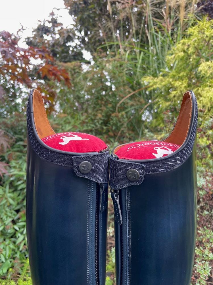 Custom DeNiro Bellini Dressage Boot - Brushed Blue with Iride Oceano Rondine Top