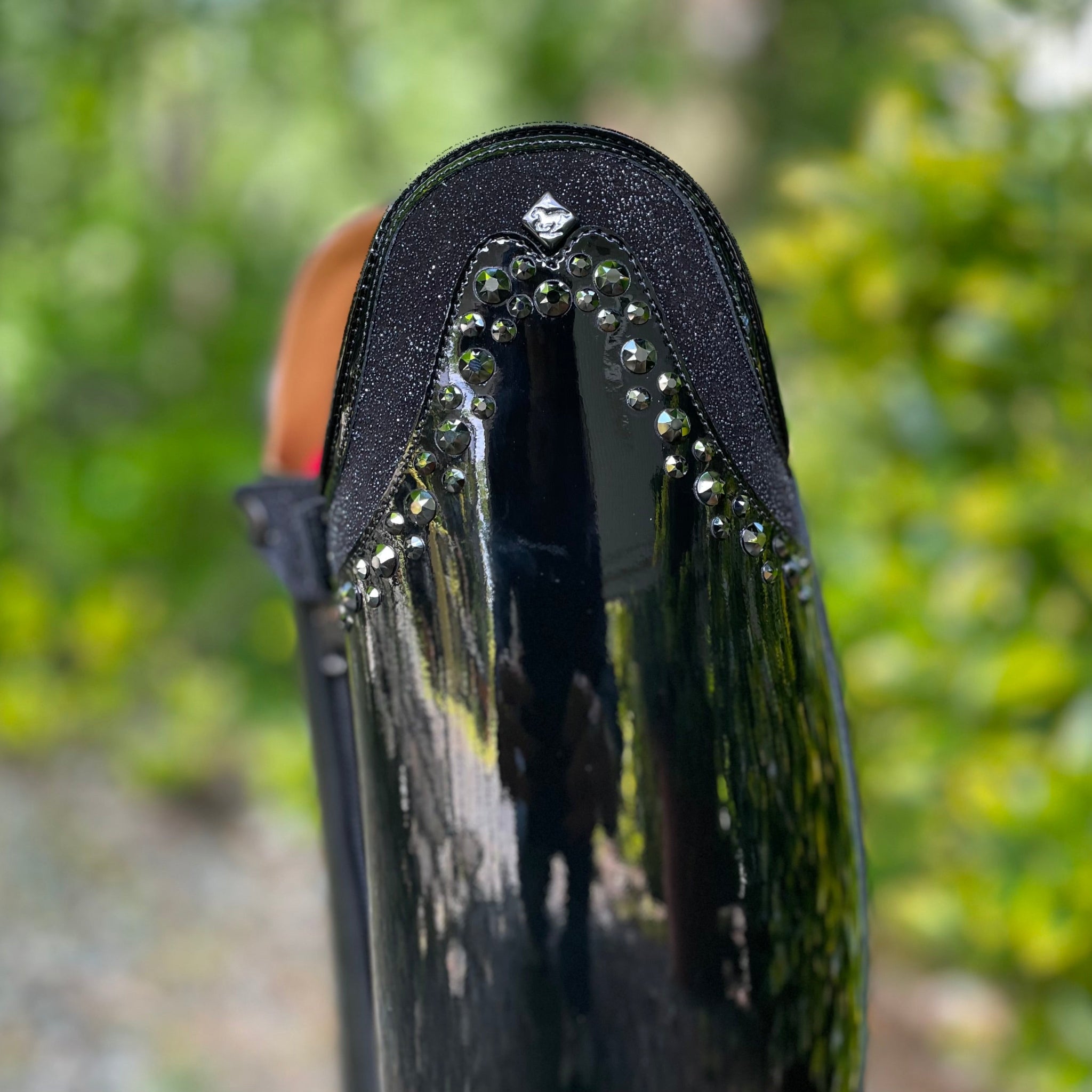 DeNiro Bellini Dressage Boot - Patent Black Leg with Rondine Stardust & GG05 Swarovski