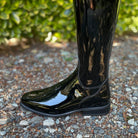 DeNiro Bellini Custom Dressage Boot - Patent Black with Swarovski Fabric Helen Top