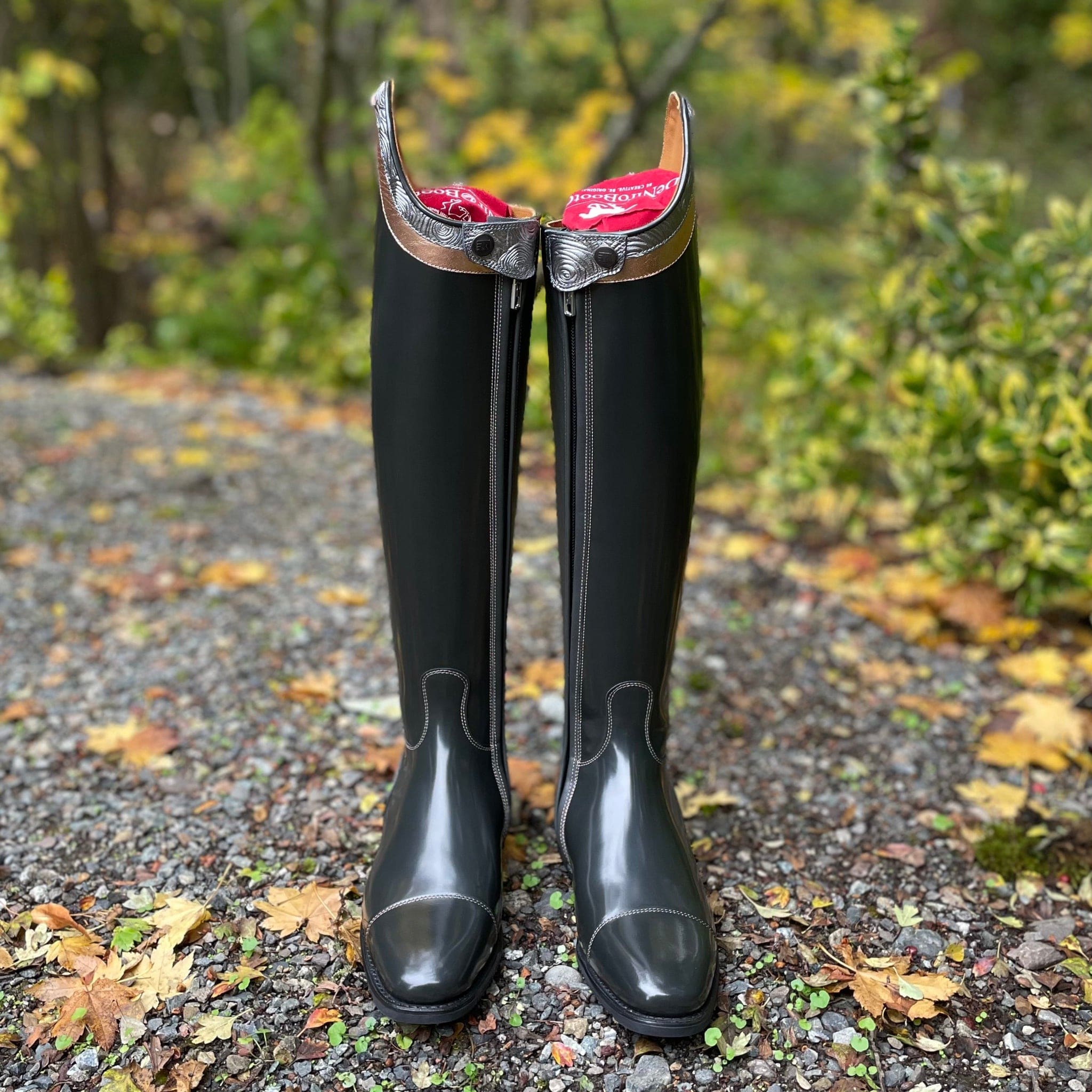 DeNiro Raffaello Dressage Boot - Brushed Grey with Roseto Rondine & Rose Gold