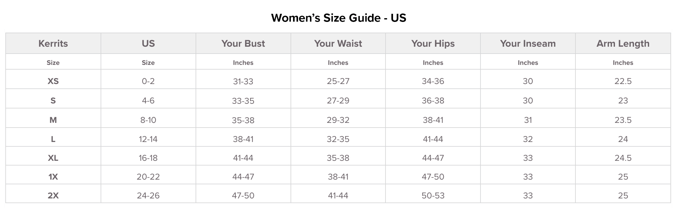 Size Chart