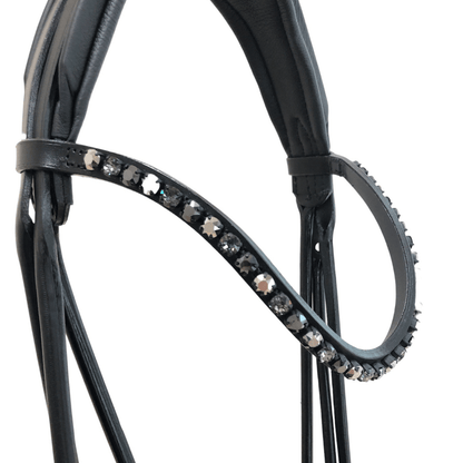*Otto Schumacher Munchen Feel Good Rolled Snaffle Bridle with **NEW** Nightline Black Hardware and Curly Black  - Horse