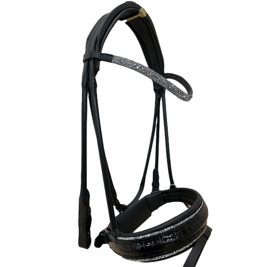 *Otto Schumacher Munchen Feel Good Rolled Snaffle Bridle with Patent Print - Horse