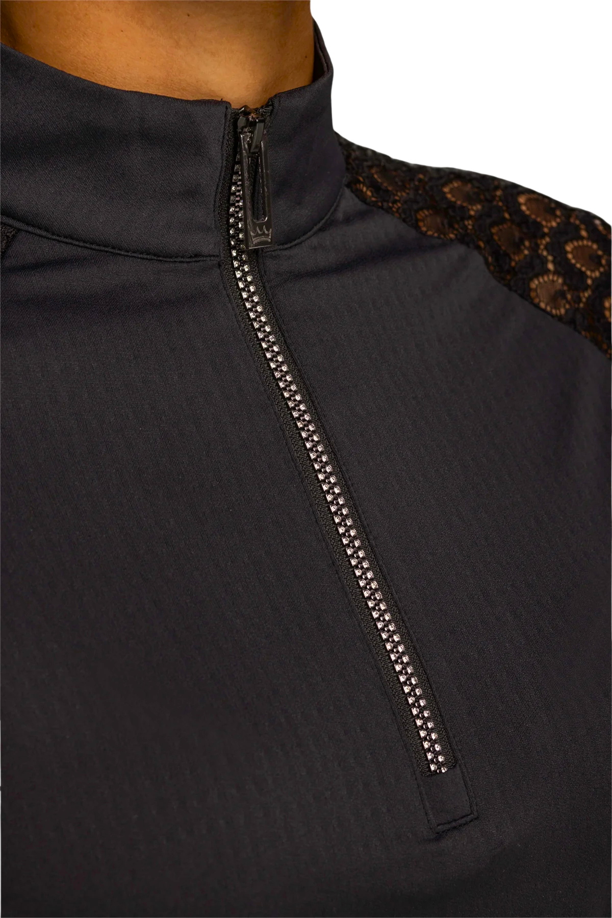 Kastel Denmark Scallop Lace Cap Sleeve with Crystal 1/4 Zip