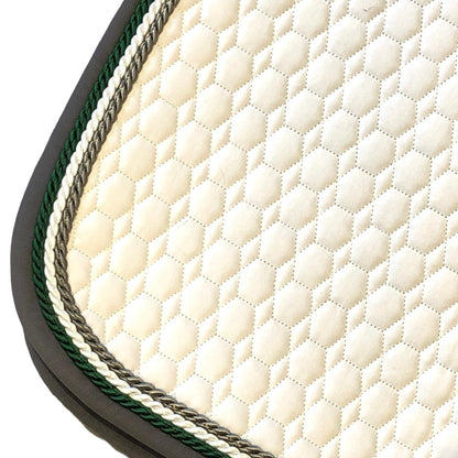 Mattes Square Quilt White Dressage Pad - Grey, White, & Green