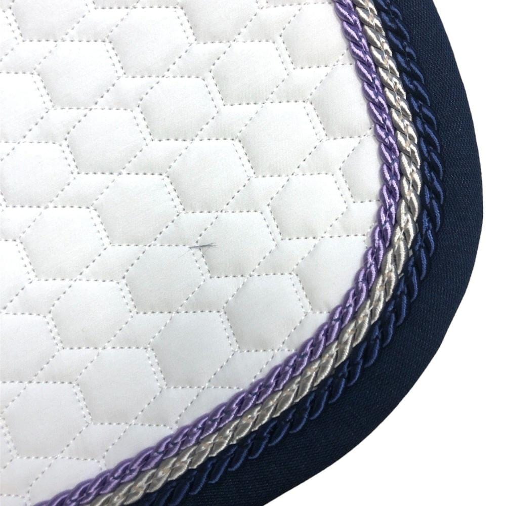 Mattes Square Quilt White Dressage Pad - Lilac, Silver & Navy