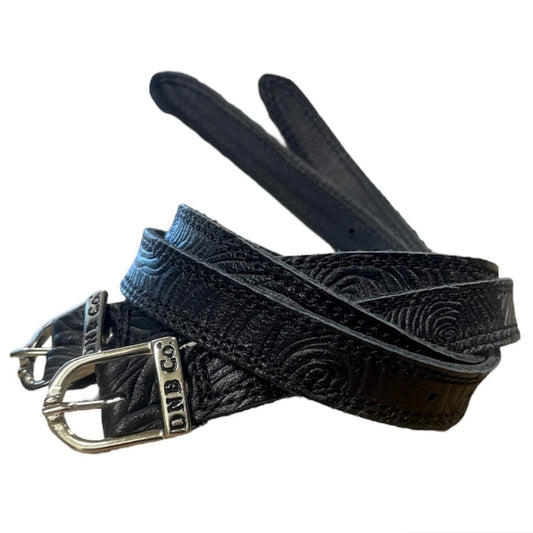 DeNiro Spur Straps Silver Buckle - Black Roseto