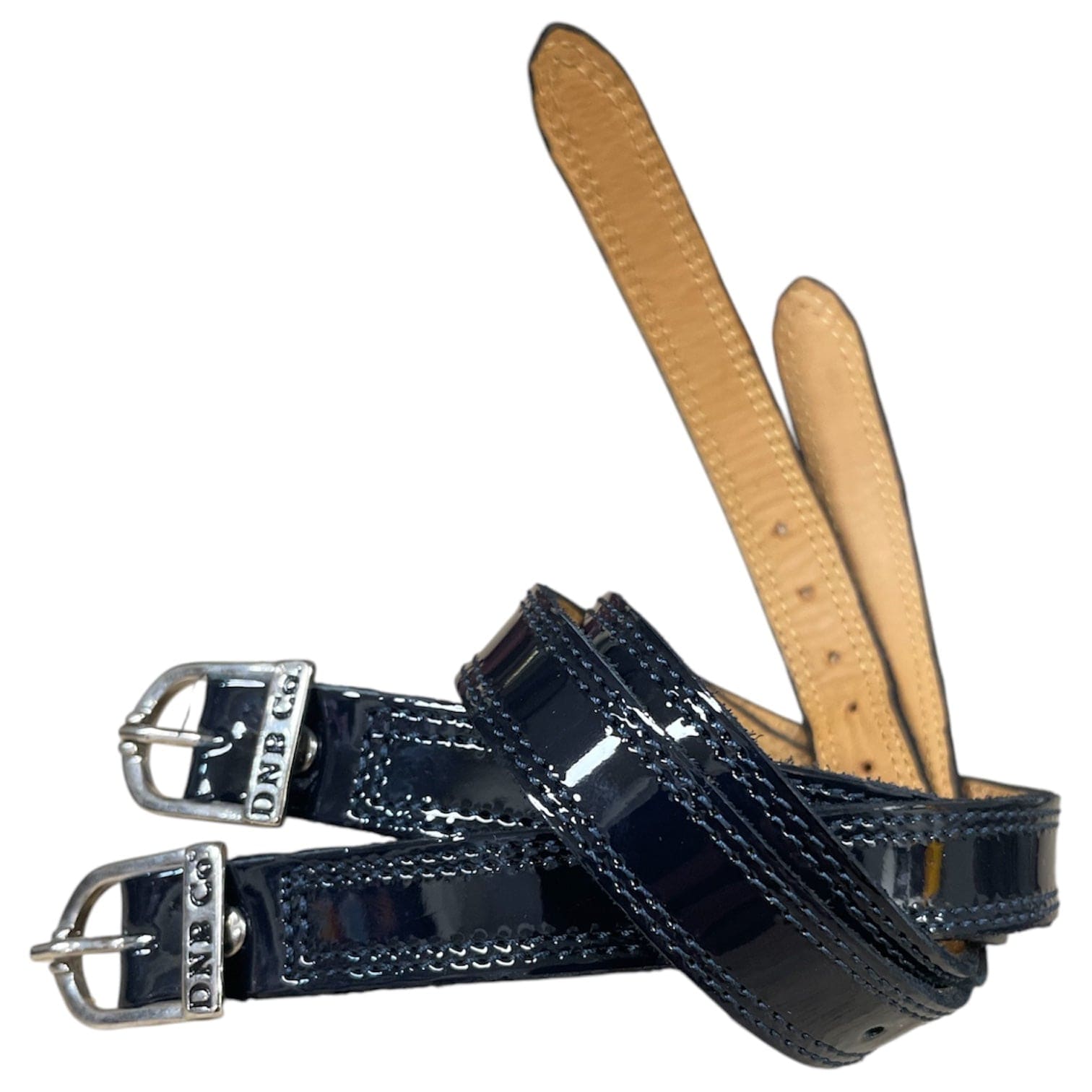 DeNiro Spur Straps Silver Buckle - Navy Patent