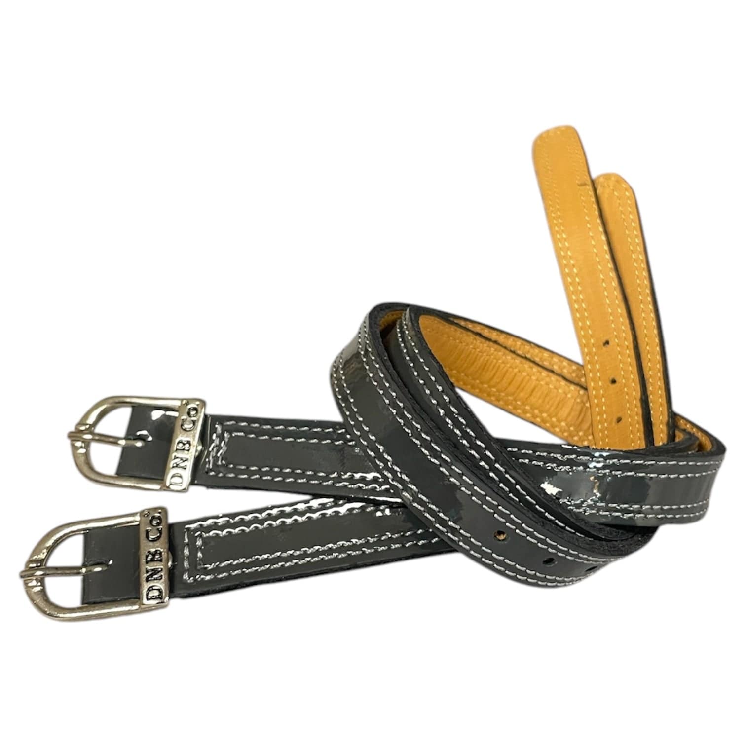 DeNiro Spur Straps Silver Buckle - Grey Patent