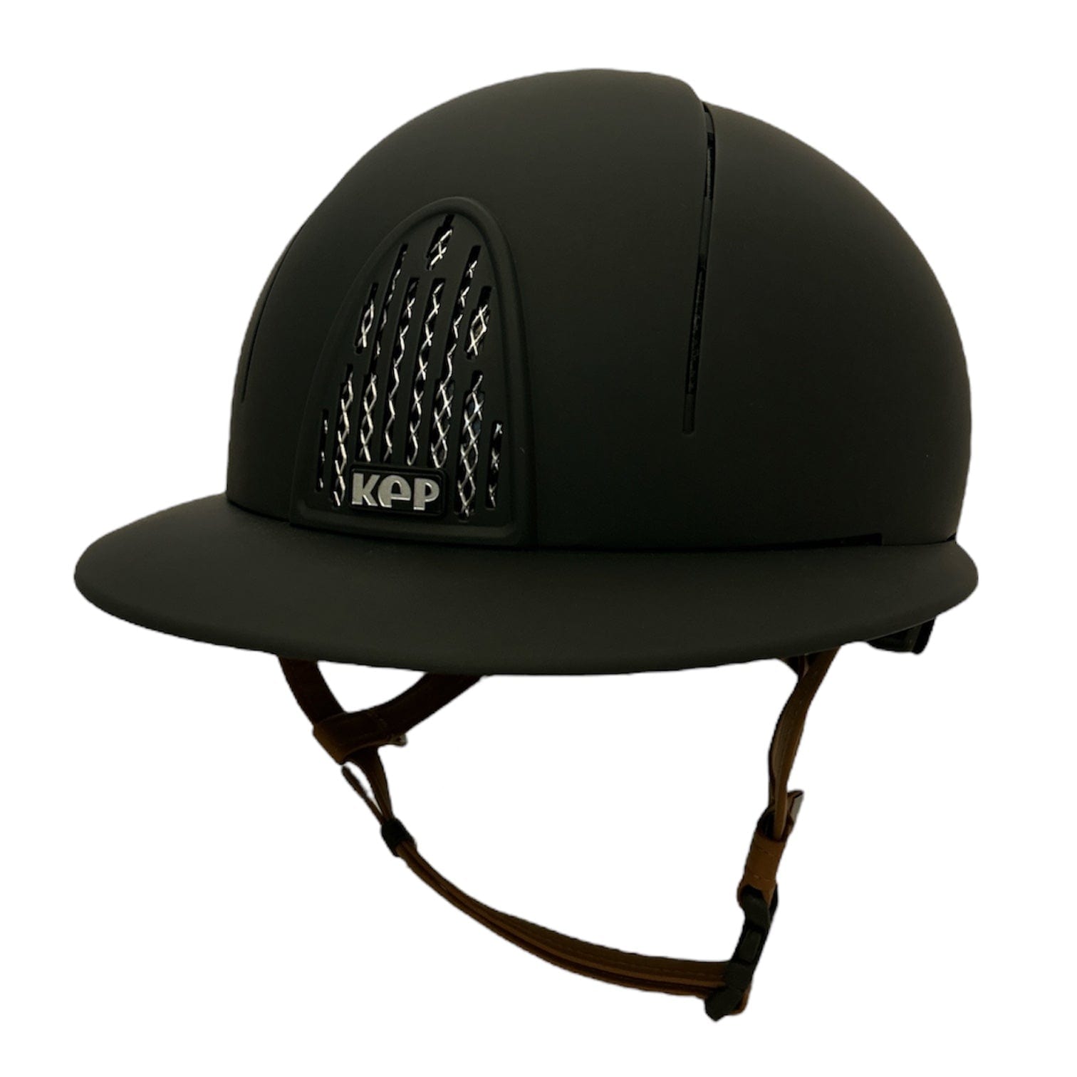 KEP Smart Textile Black Wide Polo Brim Helmet with Beige Harness