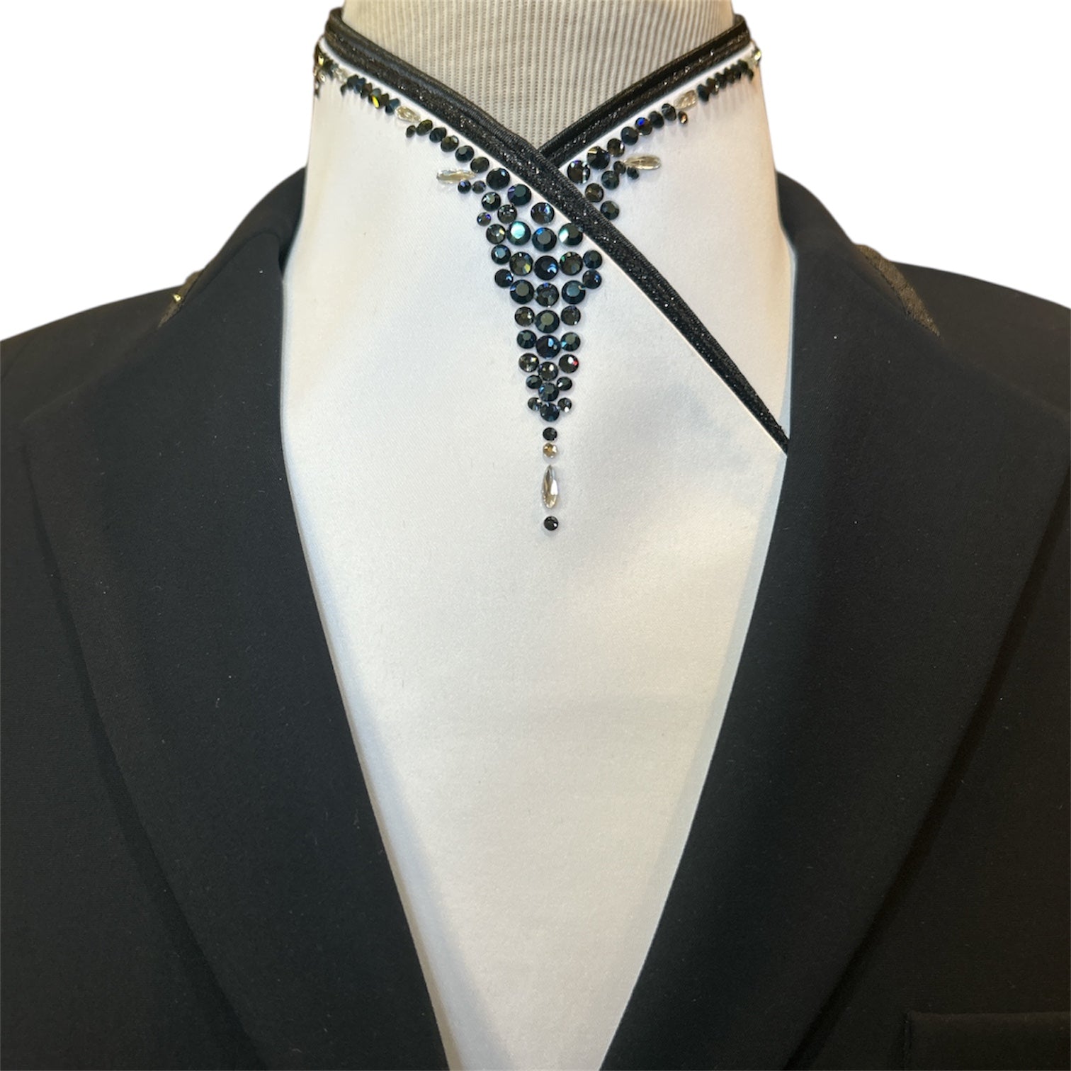 Plastronique Black & Dark Blue Crystal Drip  Custom Stock Tie