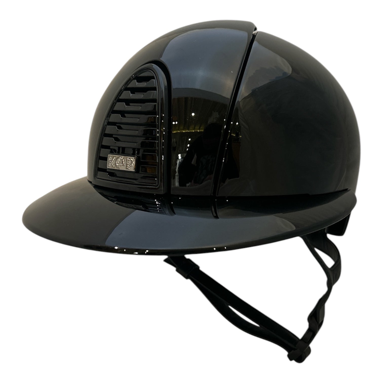 KEP Cromo 2.0 Polish Black with Silver Zircon Logo Wide Polo Brim Helmet