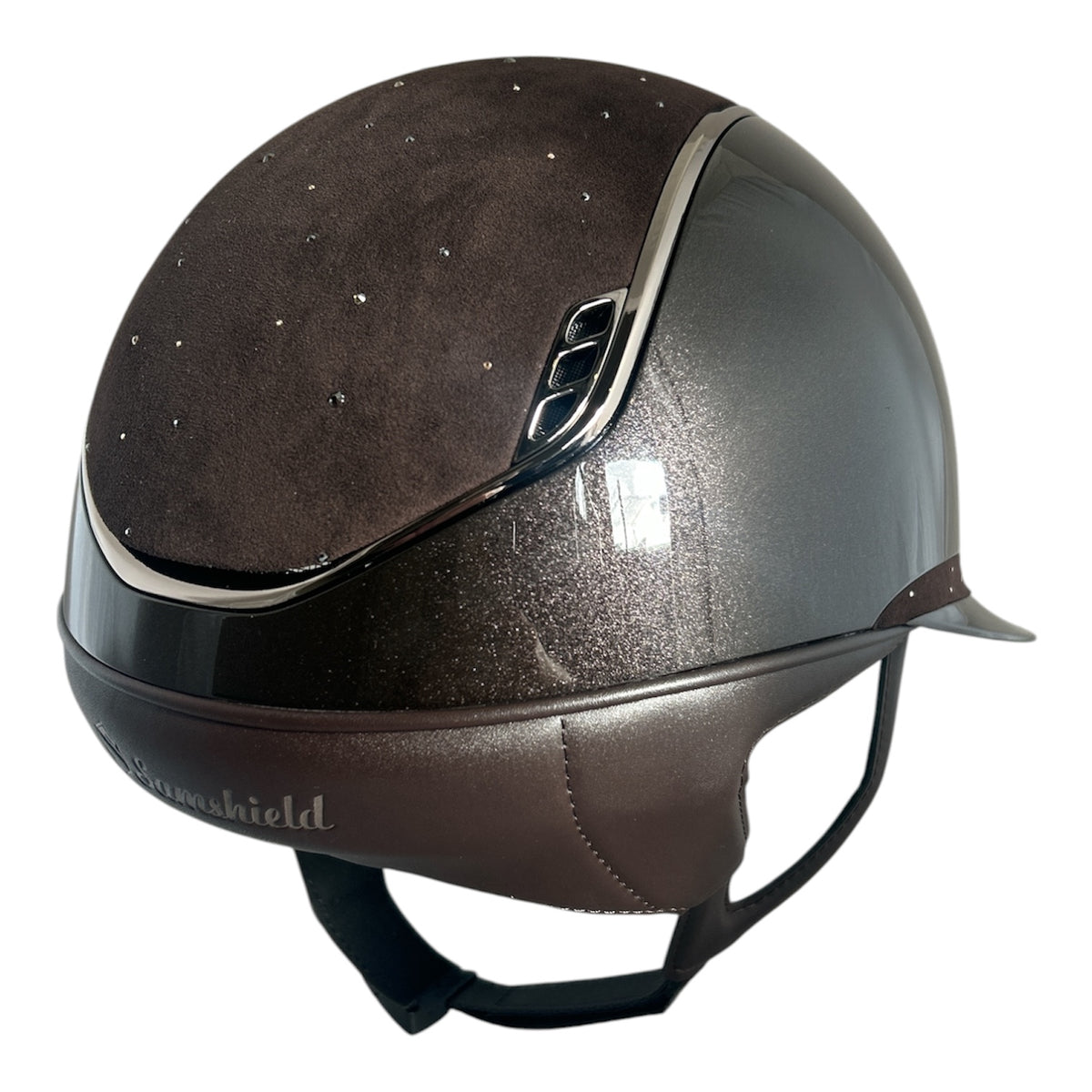 Samshield 2.0 Miss Shield Glossy Helmet - Brown with Crystal Rain Top & Front Band