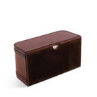 Brown leather jewelry box on a white background