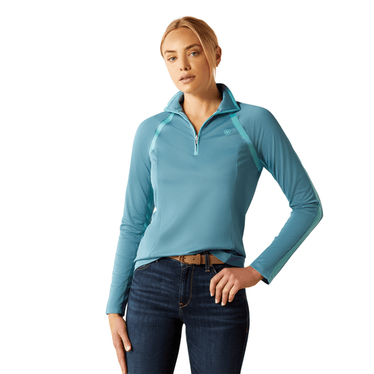 Ariat Ladies Sunstopper 3.0 1/4 Zip Base - Storm Blue