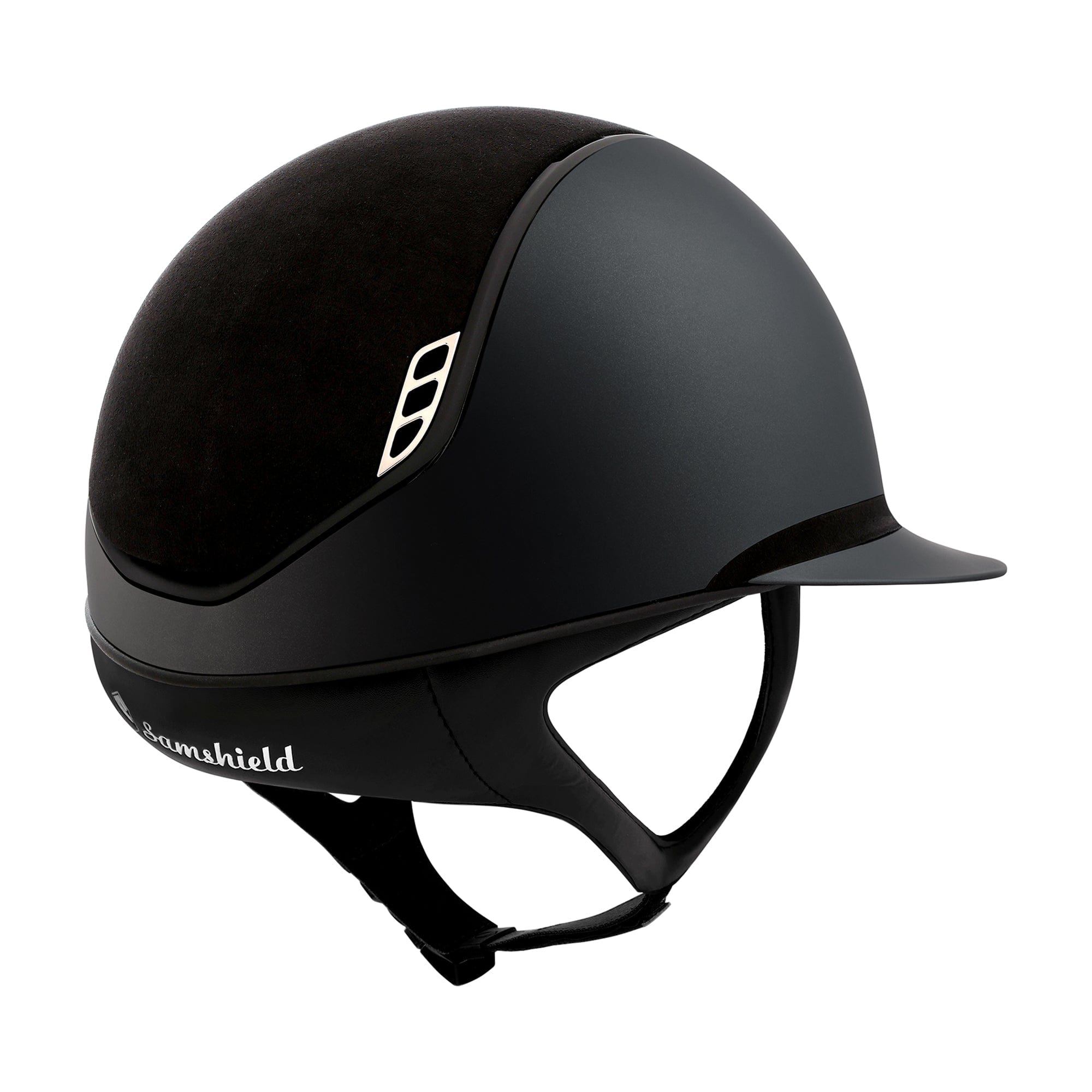 Samshield 2.0 Custom Miss Shield Alcantara Top with Black Swarovski Blazon Shadowmatt Helmet