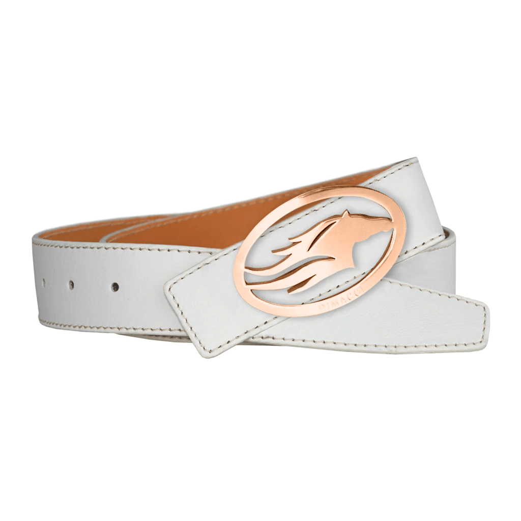 Dimacci Horse Head Buckle Belt - White & Rose Gold - 3.5cm