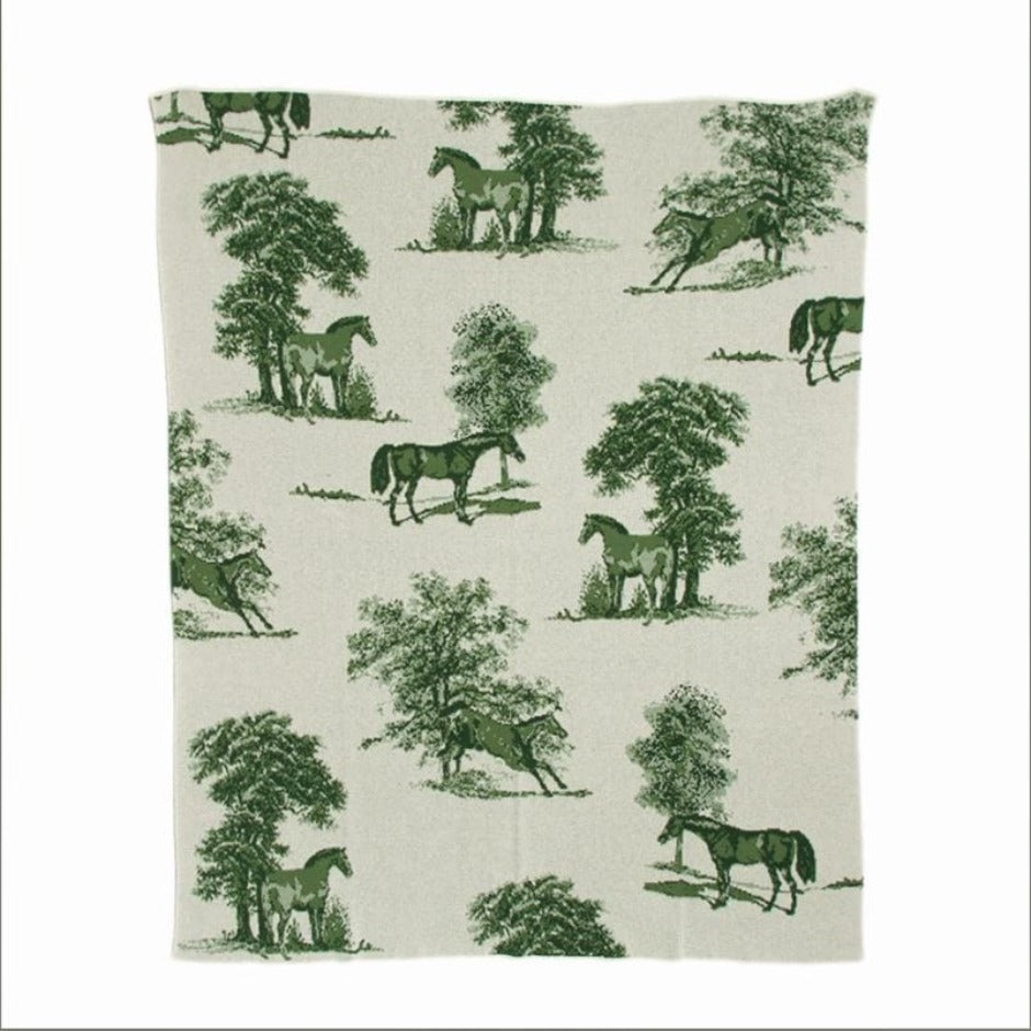 In2Green Equestrian Toile Throw - Verde Sky