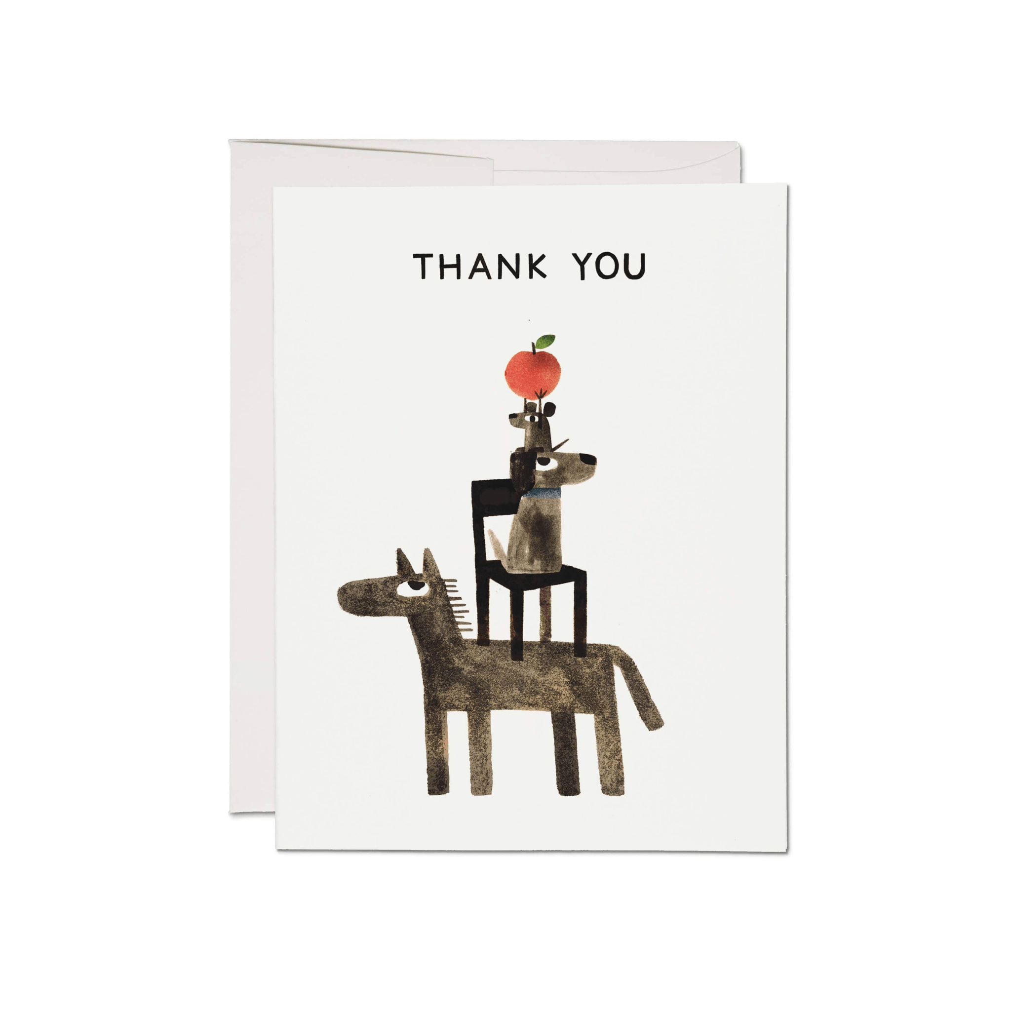 horse, dog, mouse stacked up saying 'thank you'