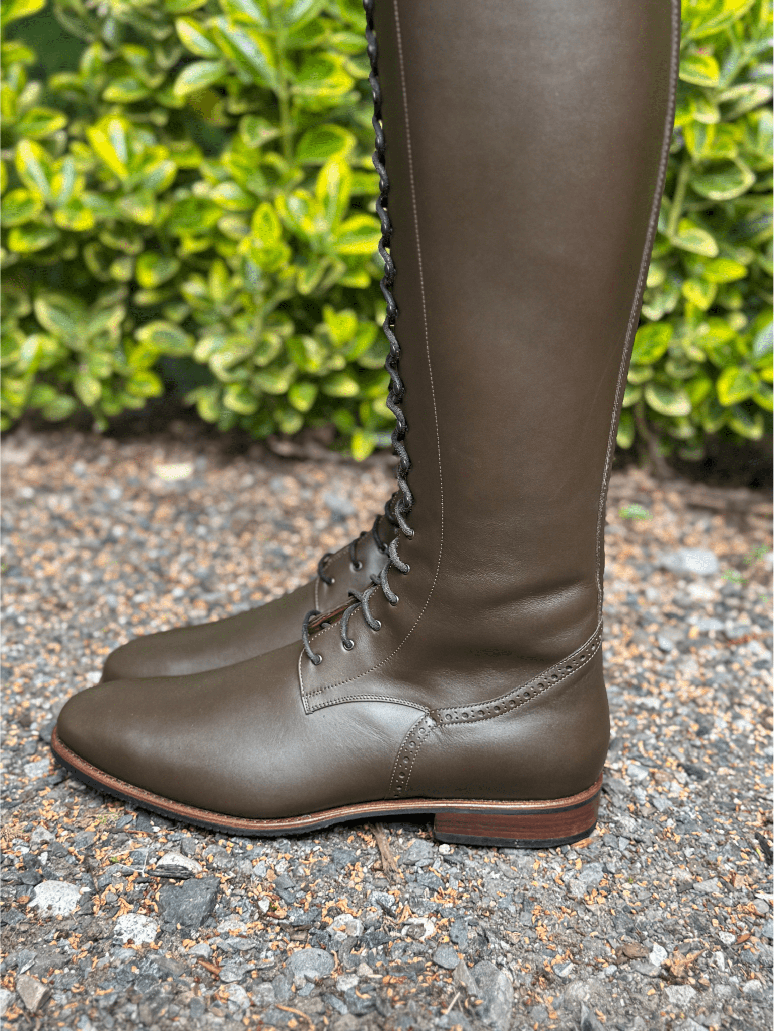 DeNiro Tintoretto Full Lace Dressage Boots - Do Green Calfskin with Tommaso punching