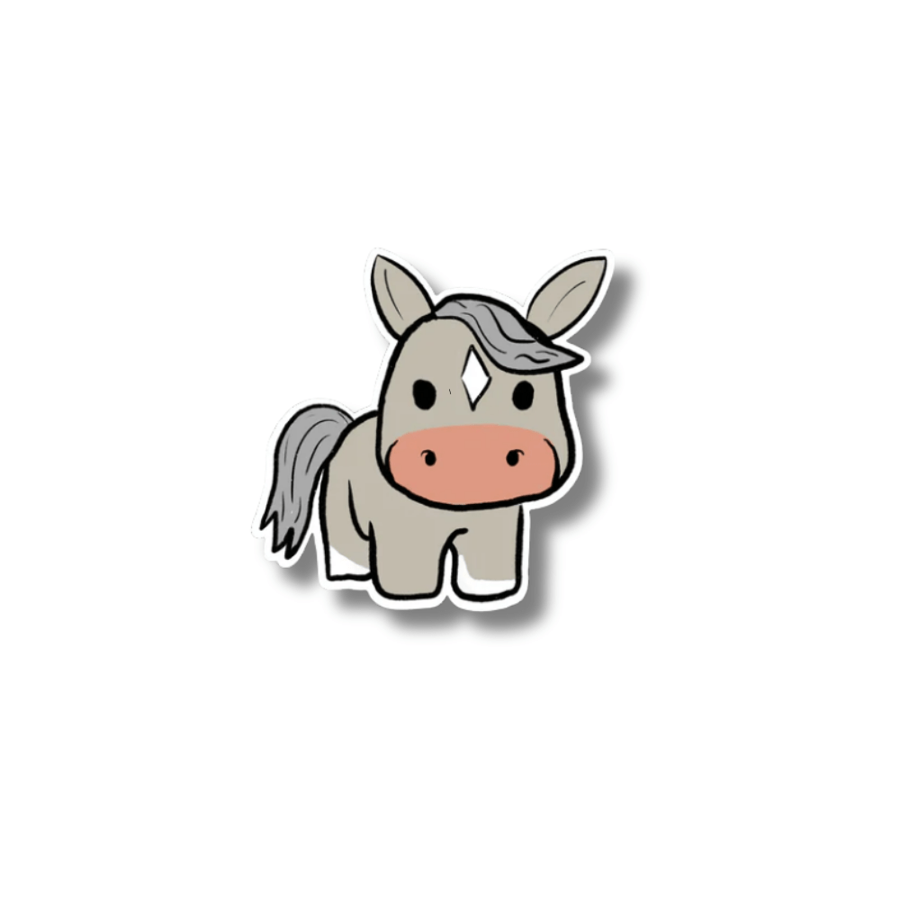 Grey Pony Cartoon Sticker