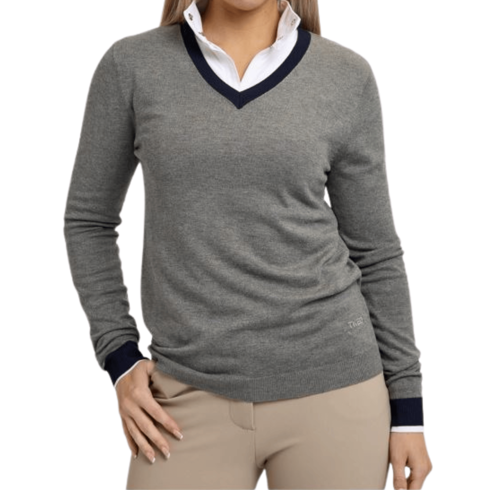 TKEQ Essential Contrast V-Neck Sweater