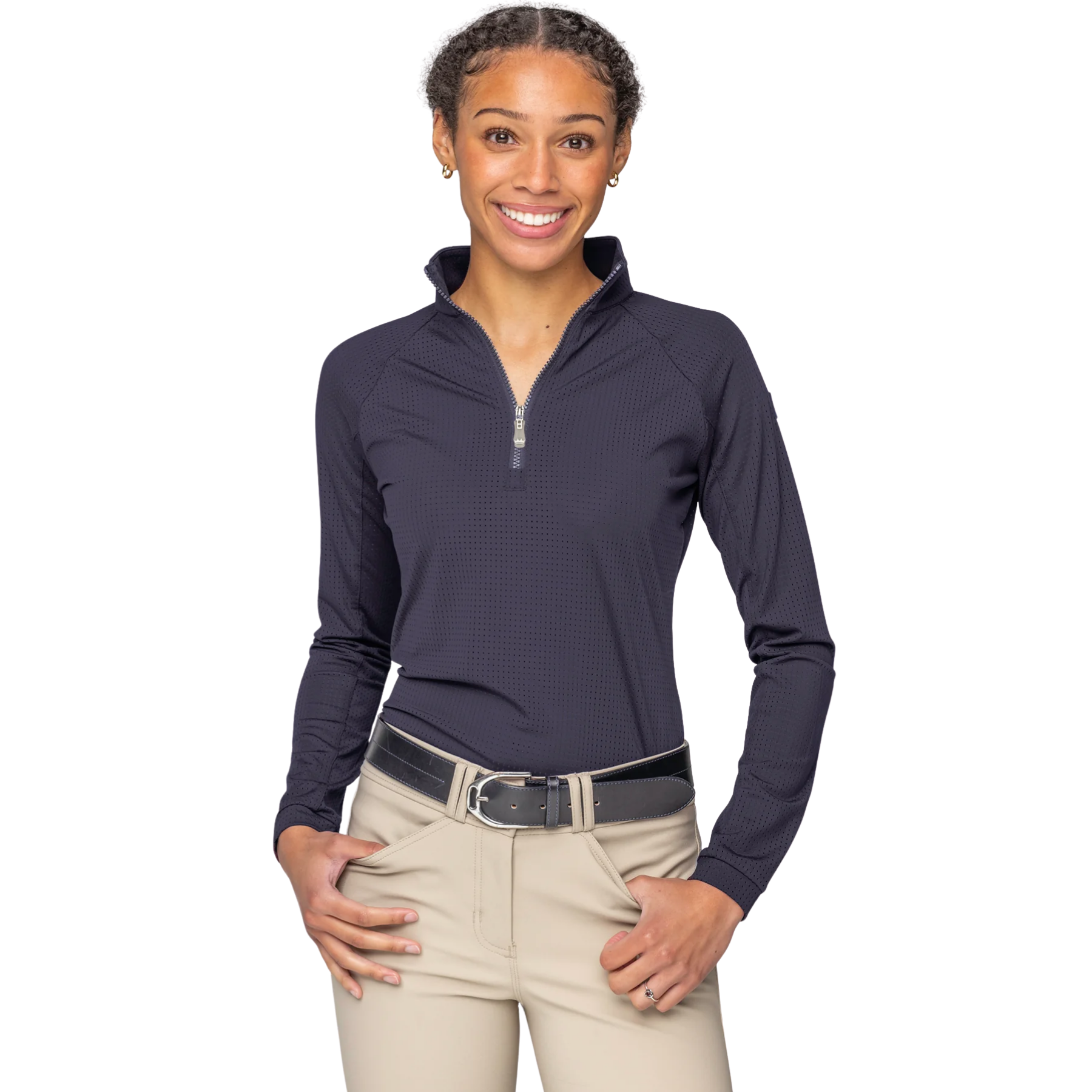 Kastel Denmark Perforated 1/4 Zip Long Sleeve Shirt